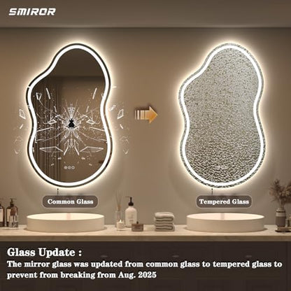 SMIROR 24x36 Irregular Led Lighted Bathroom Vanity Mirror