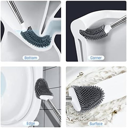 Sellemer Silicone Toilet Brush, Ventilation Slots Base Holder 4 Pack, White