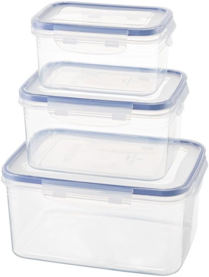 Multi-Functional Kitchen Sealed and Drainable Food Storage Container with Lid, 4 in 1 Produce Keeper with Basket, Freshness Preservation for Refrigerator or Pantry, 18x13x10cm and 22x16x12cm(S+M+L)