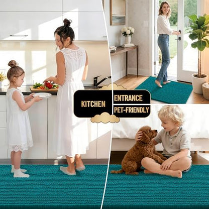 OLANLY Thick Chenille Small Bathroom Rugs Mats 24x16, Deep Lake