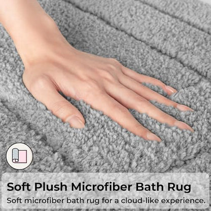 GRANNY SAYS Gray Bathroom Rug 59" x 20", Non-Slip Microfiber Bath Mat