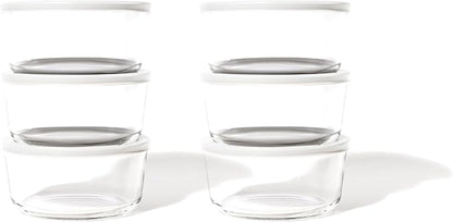 12-Piece Glass Food Storage Containers Set (6 Containers + 6 BPA-Free Lids) | 2-Cup, Leakproof | Microwave, Freezer, Oven & Dishwasher Safe | Ideal for Meal Prep & Pantry Organization, Beige