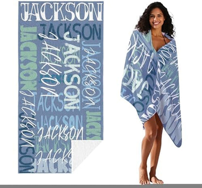 JML Personalized Beach Towel with Name, Custom Beach Towel with Name, Customized Microfiber Pool Towel, Quick Dry & Absorbent Swim Towel for Adult,Anniversary, Birthday, Summer Holiday,Vacation