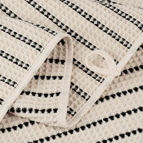 POLYTE 430 GSM Poly Blend Microfiber Quick Dry Waffle Bath Towel Set of 6