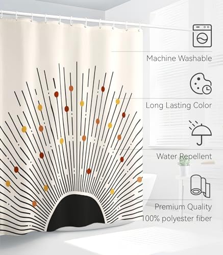 Bathroom Shower Curtain Cute Cortinas para Baño 72 x 72, Sun