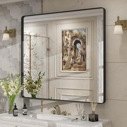 40x36 Inch Black Metal Framed Bathrrom Mirror for Wall
