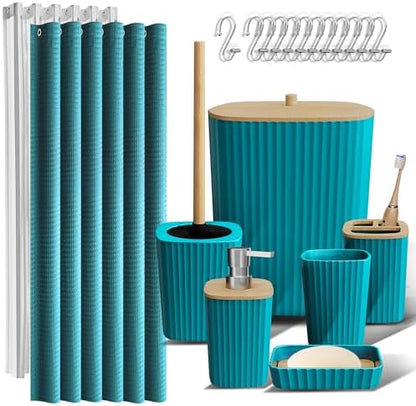 Clara Clark Teal Bathroom Set, Shower Curtain Set, Bathroom Accessory Set