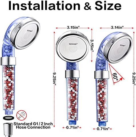 NOSAME Shower Head, Filter Filtration High Pressure Water Saving 3 Mode Function Spray Handheld Showerheads for Dry Skin & Hair