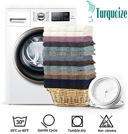 Turquoize Bathroom Runner Rug 17"x47", Soft Absorbent Chenille Bath Rug