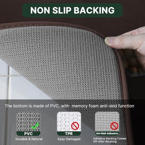 H.VERSAILTEX Bath Mat Memory Foam Set Bathroom Rug Set Flannel Velvety Bath Mat Luxury Extra Soft and Absorbent Non Slip Rugs for Bathroom/Bedroom Washable(Curved Set 20"x 32" Plus 20"x 20"U, Brown)