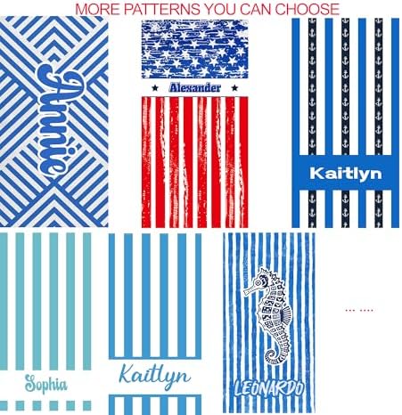 JML Personalized Beach Towel with Name, Custom Cabana Stripe Beach Towel, Customized Microfiber Pool Towel, Quick Dry & Absorbent Swim Towel for Adult,Mother's Day, Birthday, Summer Holiday,Vacation