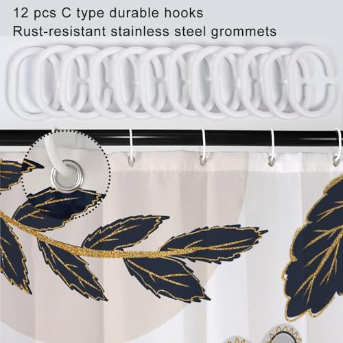 Black and Gold Boho Shower Curtain for Bathroom 72x96 Inch