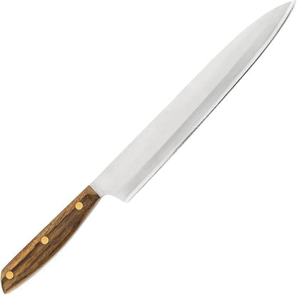 Arcos Yanagiba Knife 9.5 Inch Stainless Steel. Japanese Kitchen Knife for Fish, Meat and Vegetables. Ovengkol Wood Handle 100% natural FSC and 240mm Blade. Series Nordika. Color Brown.