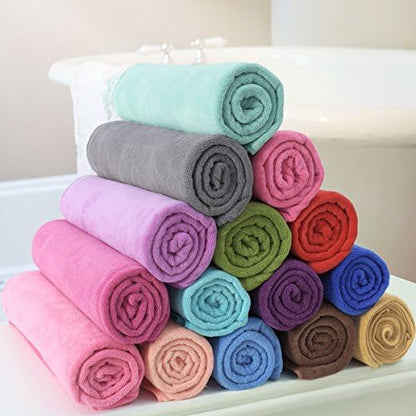 JML Microfiber Bath Towel Set, 27" x 55", 6 Pack, Purple/Grey/Light Blue