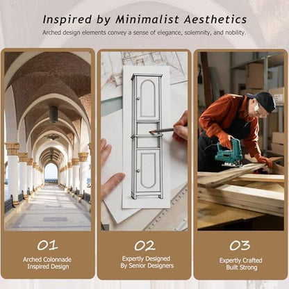 HAIOOU Tall Narrow Bathroom Storage Cabinet with Light for Small Spaces