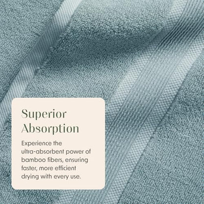 Springtree Home Luxury Bamboo Rayon Bath Towel Set | 6-Piece Set | Aegean