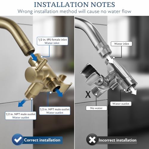 G-Promise Solid Metal Shower Head Diverter with Holder 3-Way