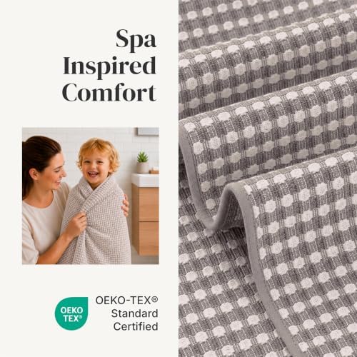 Modern Threads 6 Piece Bath Towel Set – Bathroom Towel Set with 2 Bath Towels, 2 Hand Towels & 2 Washcloths – 100% Cotton, Soft & Absorbent – Waffle (Classic Taupe)