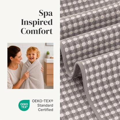 Modern Threads 6 Piece Bath Towel Set – Bathroom Towel Set with 2 Bath Towels, 2 Hand Towels & 2 Washcloths – 100% Cotton, Soft & Absorbent – Waffle (Classic Taupe)
