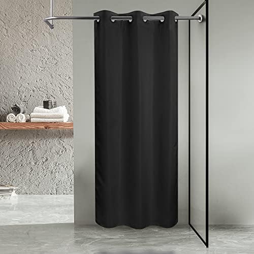 River Dream No Hook Stall Shower Curtain or Liner Microfiber Black, 36x74