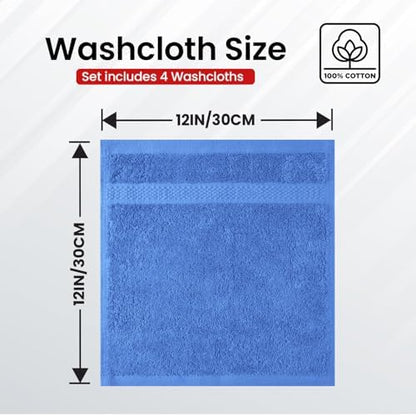 Infinitee Xclusives 100% Cotton Luxury Wash Cloths for Showering - 4 Pack