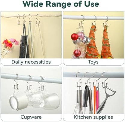 24 Pcs Shower Curtain Hooks, Goowin Shower Curtain Rings, Durable Shower Curtain Rings Rust Proof, Double Glide Shower Rings for Curtain, Simple Shower Hooks for Shower Curtain & Liner, Matte Nickel