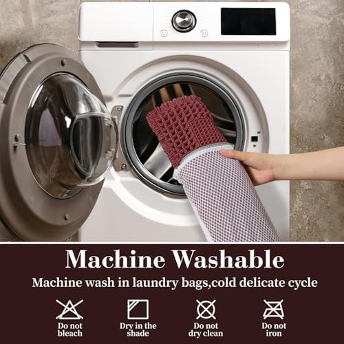 RESARE Waffle Bath Mat for Bathroom Non Slip Bathroom Rugs 24"x36" Dark Red