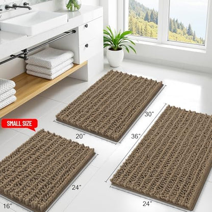 Smiry Bathroom Rugs 59X20, Extra Soft Rubber Backing Chenille Bath Mats