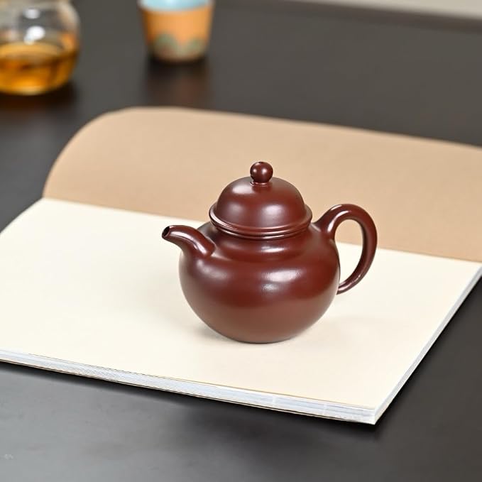 Handmade Purple Clay Teapot Duo Qiu Shape 250ml, Zisha Teapot for Gongfu Tea, Collectible Chinese Teapot for Loose Leaf Tea