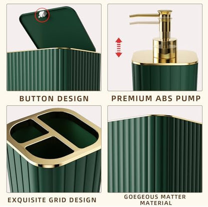 XLHOMO Bathroom Accessories Set - Gorgeous Green Bathroom Set, 10PC Green Bathroom Accessory Set, Bathroom Sets with Toilet Brush, Bathroom Trash Can