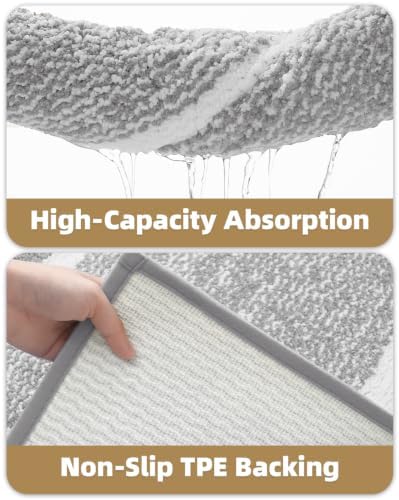 Color&Geometry 16"x24" Small Bath Mats for Bathroom Simple and Stylish,Gray