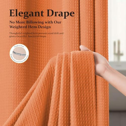 Dynamene Stall Waffle Shower Curtain 256GSM Heavy Fabric 36x72 Burnt Orange