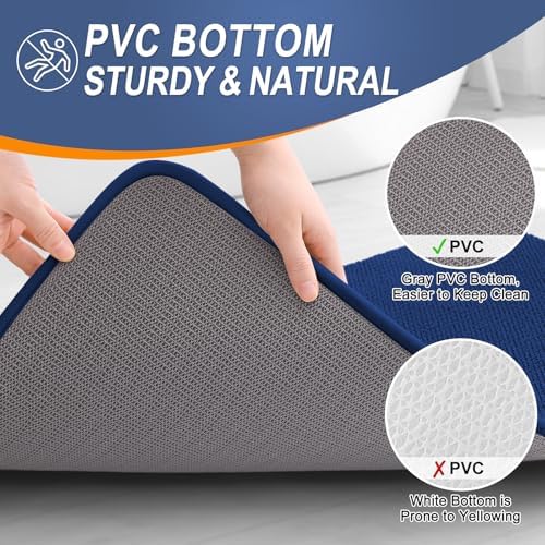 OLANLY Thick Memory Foam Bathroom Rugs 30x18, Soft Absorbent Bath Mat, Navy