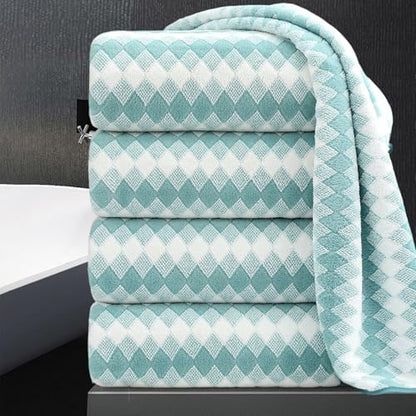 4 Piece Bath Towel Set Oversized Bath Sheet 35"x70" Bathroom Towel Extra Large Towel Set Soft Highly Absorbent & Quick Dry Premium Bath Sheet for Bathroom 600GSM Shower Towel Spa Gym Hotel,Aqua