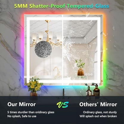 40x36 LED Bathroom Mirror with Lights, RGB Backlit Lighted Mirror