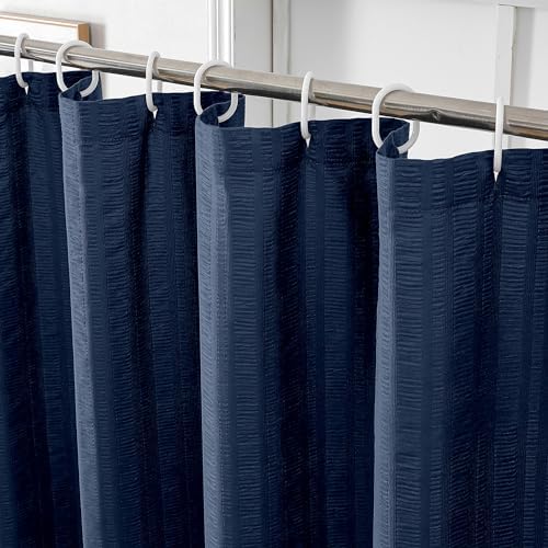 Aiyufeng Moga Navy Blue Shower Curtain 72 Inch Long for Bathroom