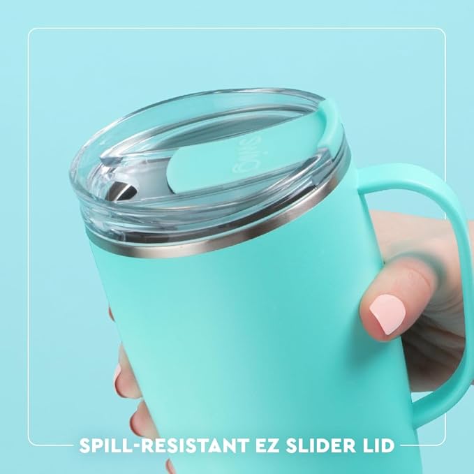 Swig Life 18oz Travel Mug, Insulated Tumbler with Handle and Lid, Cup Holder Friendly, Dishwasher Safe, Stainless Steel, Travel Coffee Cup (Roller Rink)