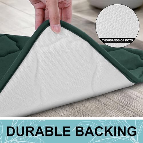 OLANLY Memory Foam Bath Mat Rug 30x20, Ultra Soft Bathroom Rugs, Dark Green