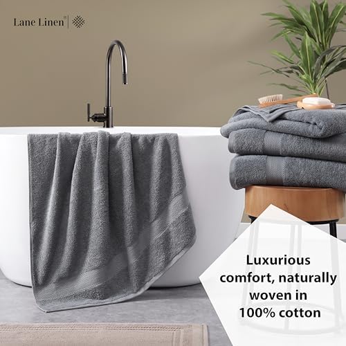 LANE LINEN Bath Sheet Quick Dry 100% Cotton 2 Pack Soft - Cool Grey