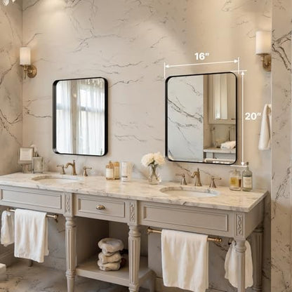 20"x16" Bathroom Vanity Mirror for Wall Aluminum Framed Farmhouse Rectangle