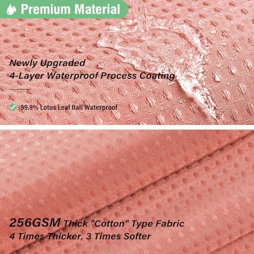 Dynamene Waffle Shower Curtain 256 GSM Heavy Duty Fabric 72"x72" Coral