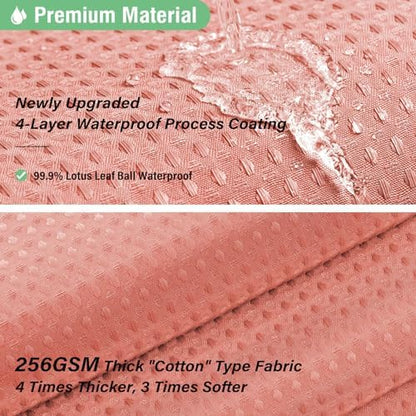 Dynamene Waffle Shower Curtain 256 GSM Heavy Duty Fabric 72"x72" Coral