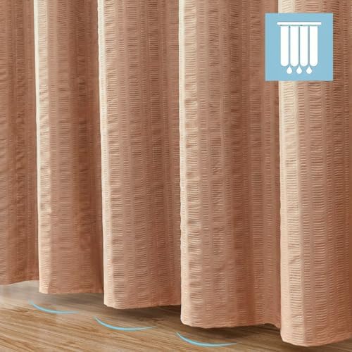 Aiyufeng Moga Coral Fabric Shower Curtains for Bathroom - Hotel Spa Polyester Cloth Bath Curtain with 12 Holes, 72x72, Machine Washable, Coral