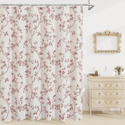 MitoVilla Long Cotton Floral Shower Curtain for Bathroom,72 x 78