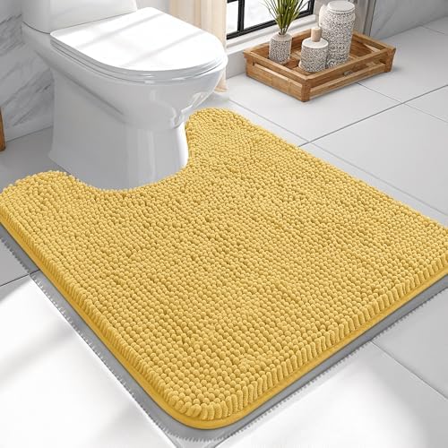 OLANLY Toilet Rugs U-Shaped 24x24, Soft Absorbent Chenille Contour Rugs