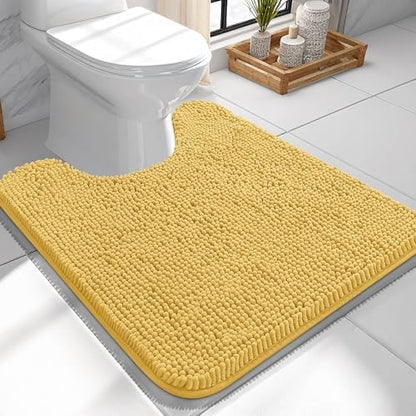 OLANLY Toilet Rugs U-Shaped 24x24, Soft Absorbent Chenille Contour Rugs