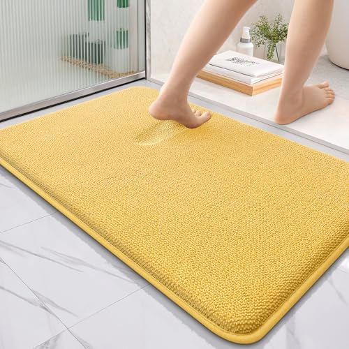 OLANLY Thick Memory Foam Bathroom Rugs 36x24, Absorbent Bath Mat, Yellow