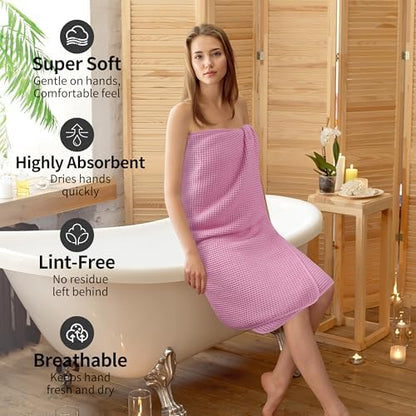 Microfiber Waffle Bath Towels, 4 Pieces, Soft, Absorbent, Fast Drying, Lint Free 430 GSM (27''x55''/68.58 cm x139.7 cm)