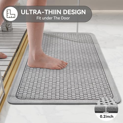 YDKGL Bath Mats for Bathroom, Non Slip Thin Bathroom Rugs, Grey 20x31