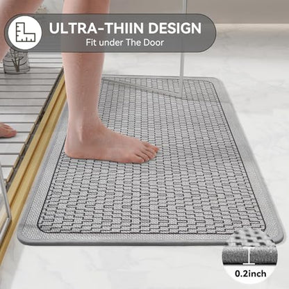 YDKGL Bath Mats for Bathroom, Non Slip Thin Bathroom Rugs, Grey 24x35